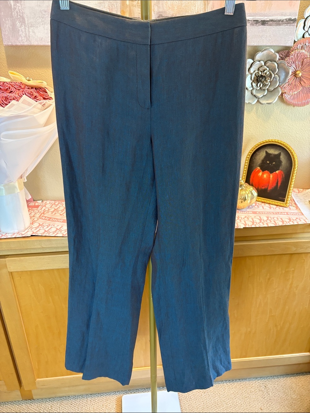 Lafayette 148 New York Women’s Blue/Brown Straight-Leg Trousers